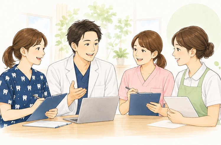 多職種で情報共有しながら訪問歯科を支える様子